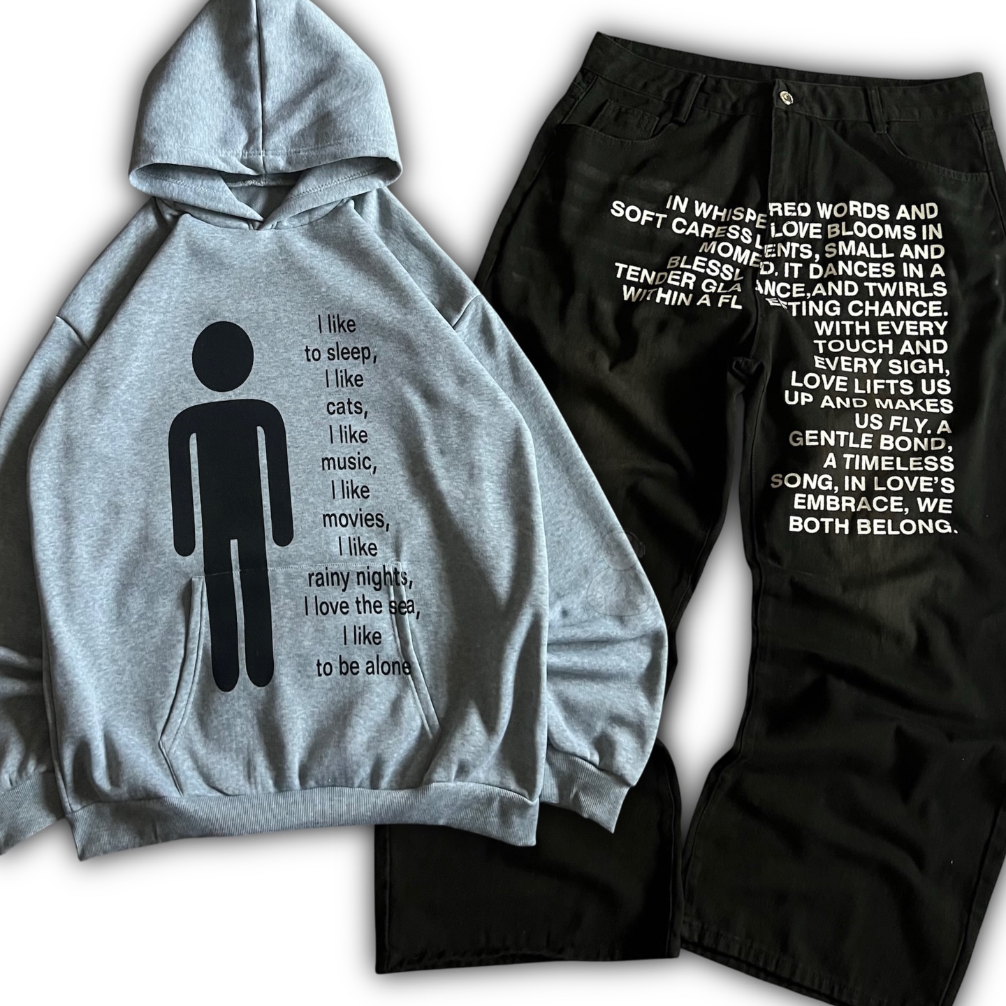 Women'S Fashion Hoodie - กางเกงยีนส์ลายอเมริกัน Y2K เสื้อฮู้ดดี้ผู้ชาย ชุดสตรีทแวร์สไตล์โกธิค ฮาราจูกุ ฮิปฮอป