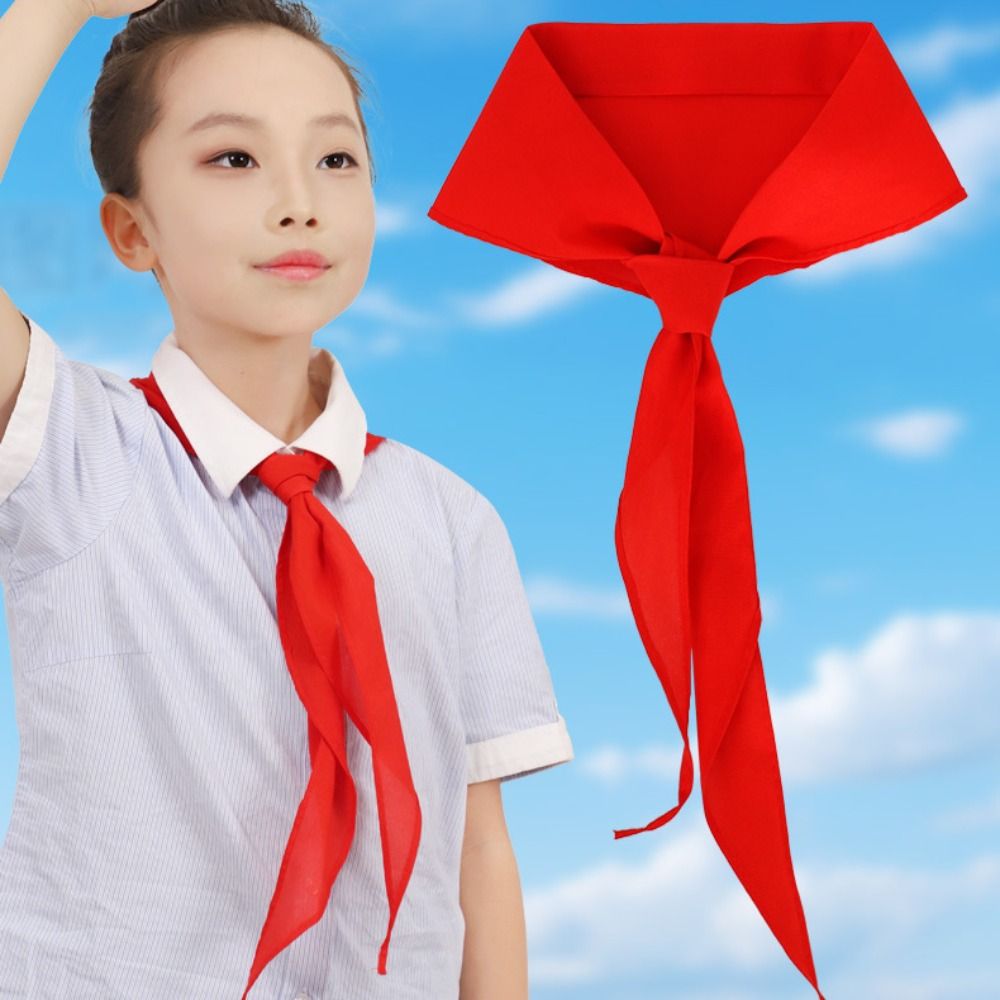 Women'S Young Fashion - คลาสสิกสไตล์จีนสามเหลี่ยมผ้าพันคอผ้าขนหนู 120 ซม.ผ้าฝ้ายผ้าพันคอสีแดงโรงเรียนสีแดง Tie Choker Young