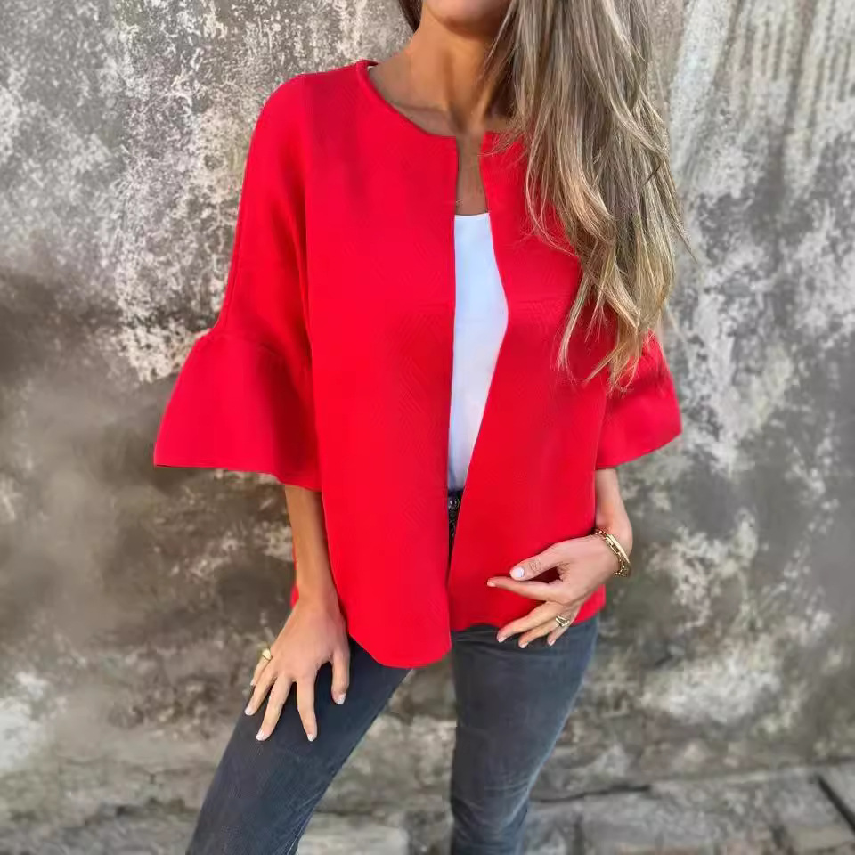 Women'S Fashion Jackets Amazon - เสื้อคลุมคาร์ดิแกนแขนเจ็ดส่วน คอกลม แฟชั่นข้ามพรมแดนสำหรับผู้หญิง คอลเลคชั่นฤดูใบไม้ร่วง 2025 จาก