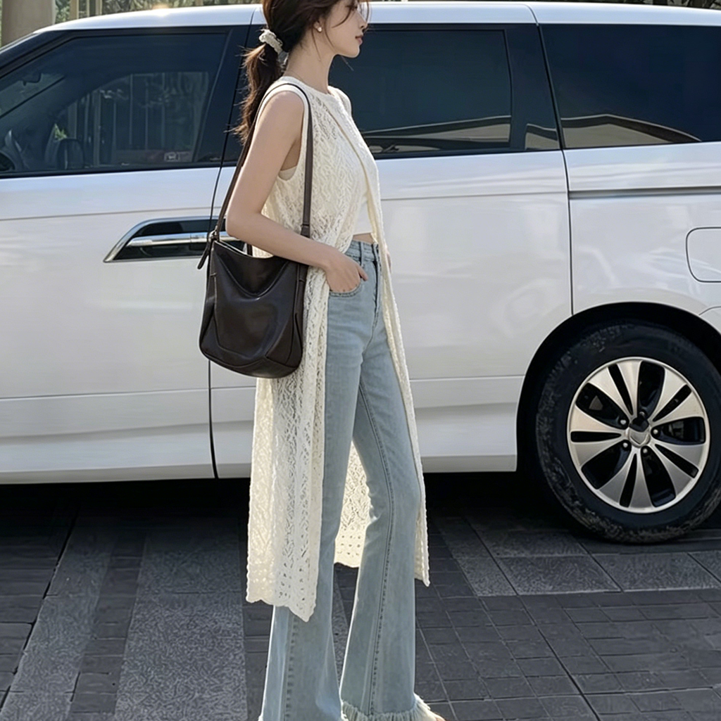 Women'S Fashion Kimono - เสื้อคลุมคาร์ดิแกนโครเชต์สไตล์โบฮีเมียน ปี 2026 สำหรับผู้หญิง แขนกุด ยาว