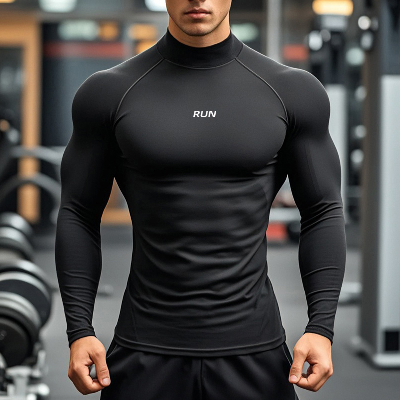 Turtleneck Bodysuit - เสื้อยืดแขนยาวคอเต่าสำหรับผู้ชาย แห้งเร็ว เหมาะสำหรับฤดูใบไม้ผลิและฤดูใบไม้ร่วง เสื้อรัดกล้ามเนื้อสำหรับเล่นกีฬาและออกกำลังกาย