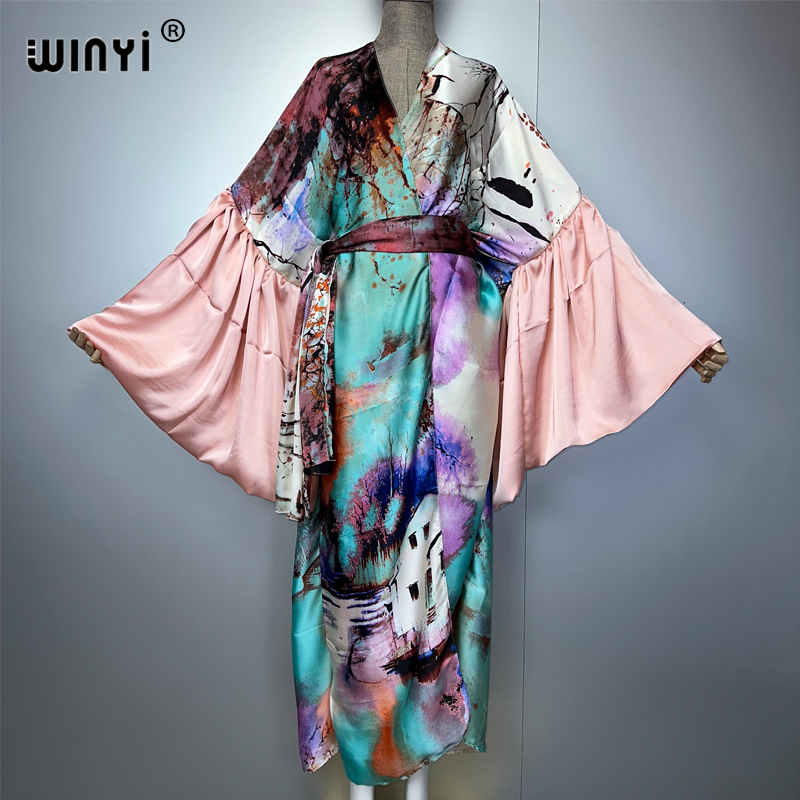 Women'S Fashion Kimono - WINYI ฤดูร้อนชุดกิโมโนปาร์ตี้ชุดชายหาดชุดว่ายน้ําปกคลุมแอฟริกาผู้หญิงหลวมพัฟ (ed) แขนเสื้อสเวตเตอร์ถัก boho วันหยุด