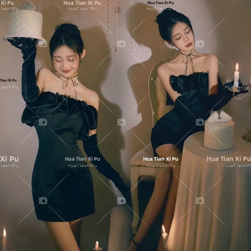 Women'S Young Fashion - ใหม่ธีมเจ้าหญิงชุดวันเกิดไหล่เดียวสีดำชุดถ่ายภาพสำหรับหญิงสาวฤดูร้อน 2023 เทรนด์แฟชั่น