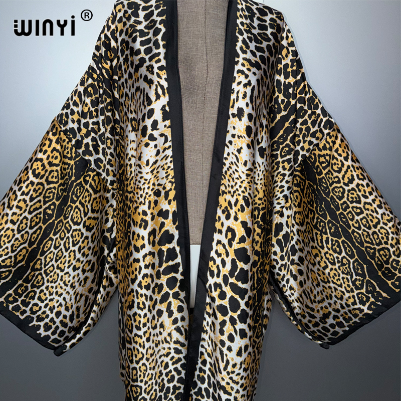 Women'S Fashion Kimono - ชุดคลุมกิโมโนลายเสือดาว WINYI แฟชั่นคาร์ดิแกน ชุดราตรี อบายา ดูไบ