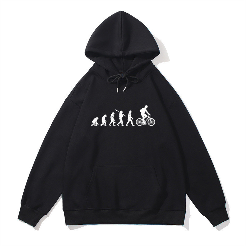 Women Fashion Evolution - เสื้อฮู้ดผ้าฝ้ายสไตล์ลำลองแนวสตรีทแฟชั่นฮาราจูกุสำหรับผู้ชายและผู้หญิง Evolution Cycling