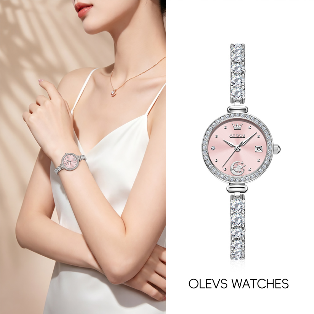 Fashion Women Watches - OLEVS 2998 นาฬิกาแบรนด์แท้ของแท้สำหรับผู้หญิง กล่องของขวัญ สร้อยข้อมือ นาฬิกาผู้หญิงแบบควอตซ์เรียบง่าย
