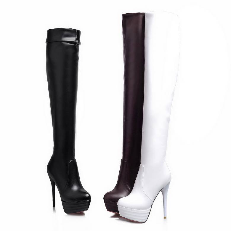 Sale Fashion Women - SIMLOVEYO เข่ารองเท้าบูทแพลตฟอร์มรองเท้าส้นสูงรองเท้าแฟชั่นหญิง mujer ขนาดใหญ่ 31-46 ฤดูใบไม้ร่วงขายร้อนผู้หญิงรองเท้าสบายๆรองเท้า