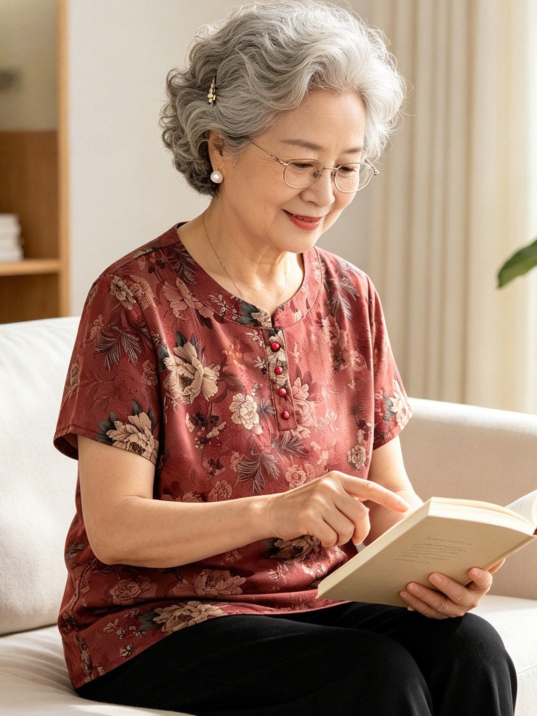 Women Fashion Over 60 - เสื้อยืดแขนสั้นคอกลมแฟชั่นฤดูร้อนสำหรับผู้สูงอายุ ใส่สบาย ระบายอากาศได้ดี น้ำหนักเบา ทรงหลวม เสื้อผ้าคุณแม่