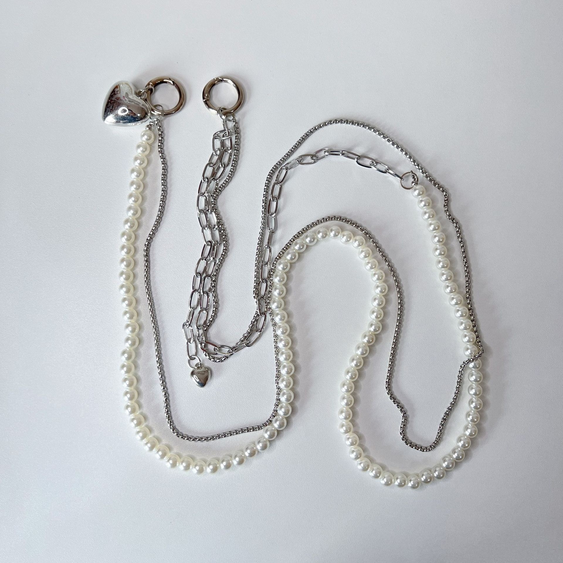 Fashion Women Picture - ยาวเชือกโทรศัพท์มุก Handmade ลูกปัดโซ่ไหล่ Crossbody Universal กรณีกระเป๋าหัวใจสายโซ่แขวนเชือกอุปกรณ์เสริม