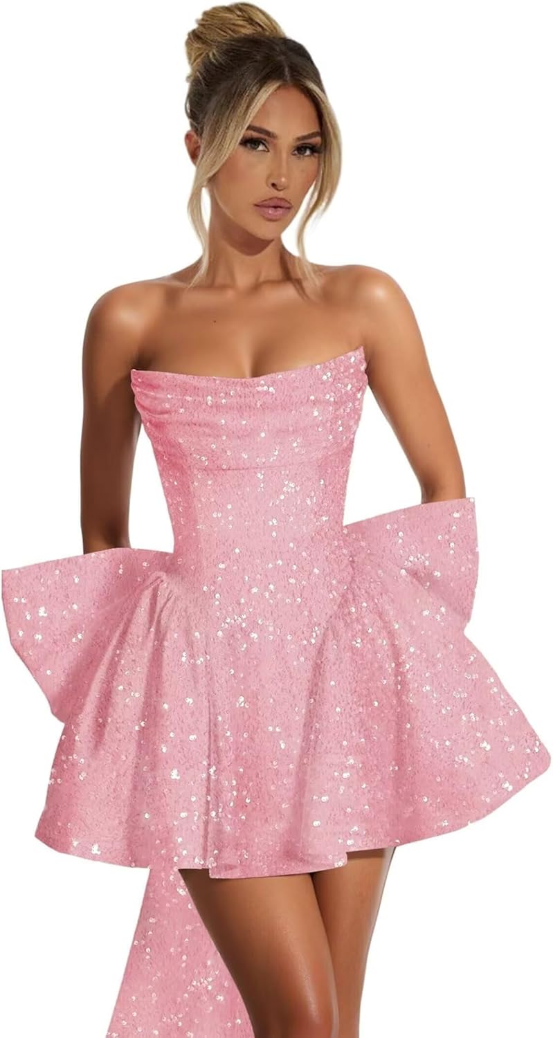 Ruched Dress Mini - ชุดเดรสงานเลี้ยงคืนสู่เหย้าประดับเลื่อมสำหรับวัยรุ่น ปี 2025 แบบมีกระเป๋า สายเดี่ยว คอเหลี่ยม