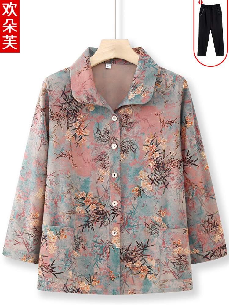 Women Fashion Over 60 - เสื้อเชิ้ตแขนยาวหรูหราสำหรับผู้สูงอายุ เสื้อคลุมบาง ๆ แฟชั่นฤดูใบไม้ผลิฤดูร้อน สไตล์เรียบง่าย ทรงหลวม