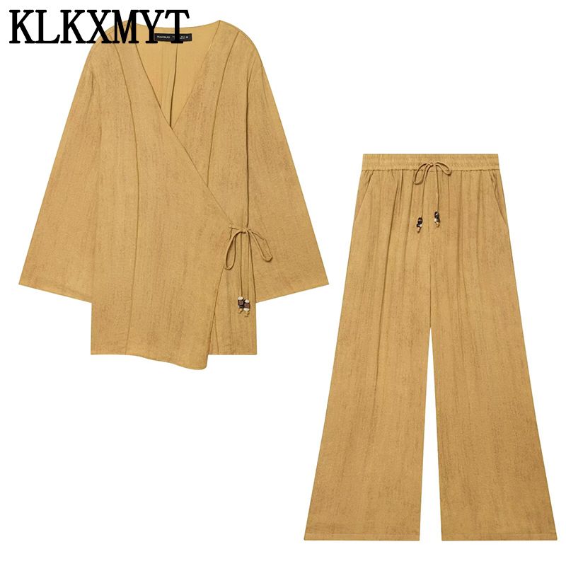 Women'S Fashion Kimono - ชุดเสื้อคลุมกิโมโนแฟชั่นสตรีท KLKXMYT ชุด 2 ชิ้น เสื้อแขนยาวผูกเอว