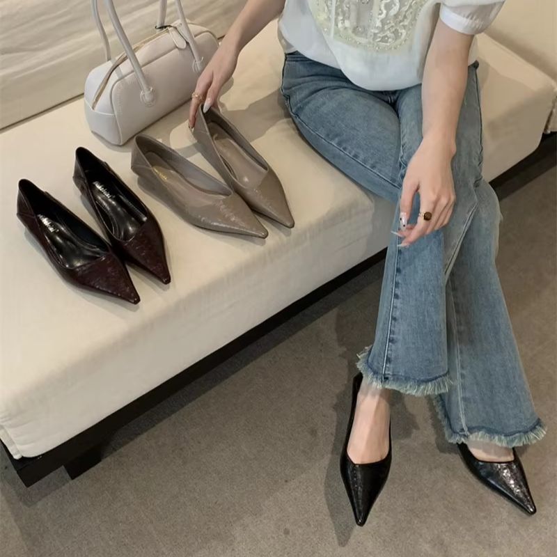 Women'S Fashion Sandals - รองเท้าส้นเตี้ยหัวแหลมสำหรับผู้หญิง แฟชั่นฤดูร้อน รองเท้าลำลองแบบเรียบง่าย รองเท้าทำงานส้นเตี้ย สง่างาม เหมาะสำหรับงานปาร์ตี้