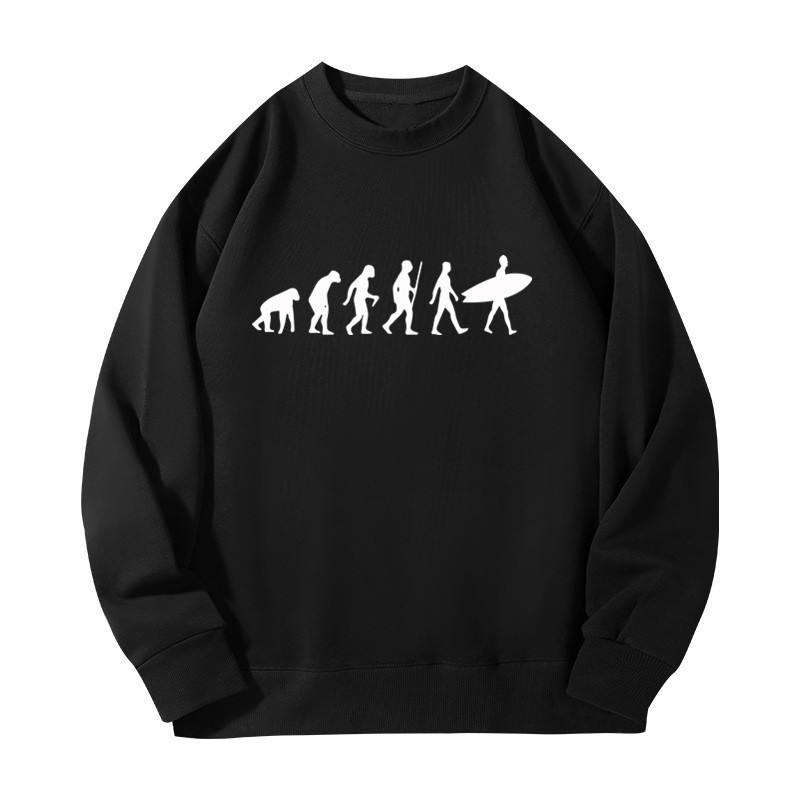 Women Fashion Evolution - เสื้อสเวตเชิ้ตผู้ชายคอลเลคชั่นฤดูใบไม้ร่วง-ฤดูหนาว ลายพิมพ์ Surfing Evolution หลากสี คอกลม