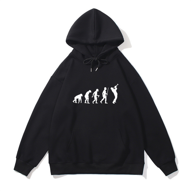Women Fashion Evolution - วิวัฒนาการของทรัมเป็ต เสื้อฮู้ดผ้าฝ้ายสำหรับผู้ชายและผู้หญิง เสื้อสเวตเชิ้ต ฮิปฮอป แฟชั่นลำลอง สตรีทแวร์
