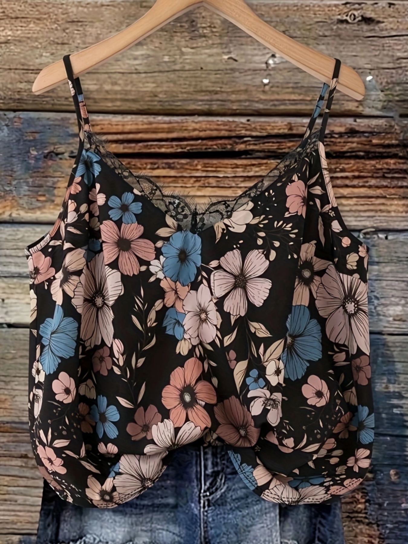 Lace Trim Cami - แฟชั่นฤดูร้อนใหม่ เสื้อผ้าผู้หญิงไซส์ใหญ่ เซ็กซี่ ลูกไม้ คอวี สายเดี่ยวเล็ก