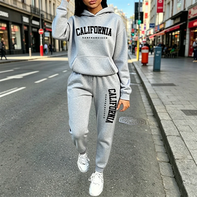 Women'S Fashion Hoodie - ชุดลำลองสไตล์คนเมือง เสื้อฮู้ดดี้และกางเกงจ็อกเกอร์ แฟชั่นฤดูใบไม้ร่วง-ฤดูหนาว 2026 คอลเลคชั่นใหม่ ชุดวอร์มผู้หญิง