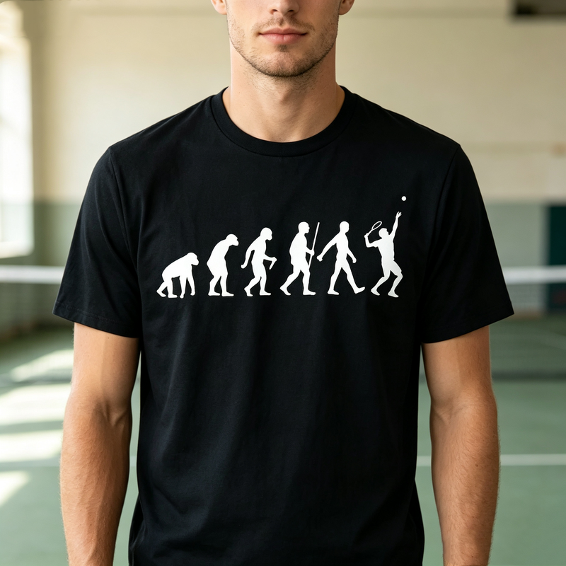 Women Fashion Evolution - เสื้อยืดลายกราฟิกซิลลูเอทเทนนิส พิมพ์ลายกีฬาสุดฮา ผ้าฝ้ายแท้ แขนสั้น ยูนิเซ็กส์ สไตล์ลำลอง
