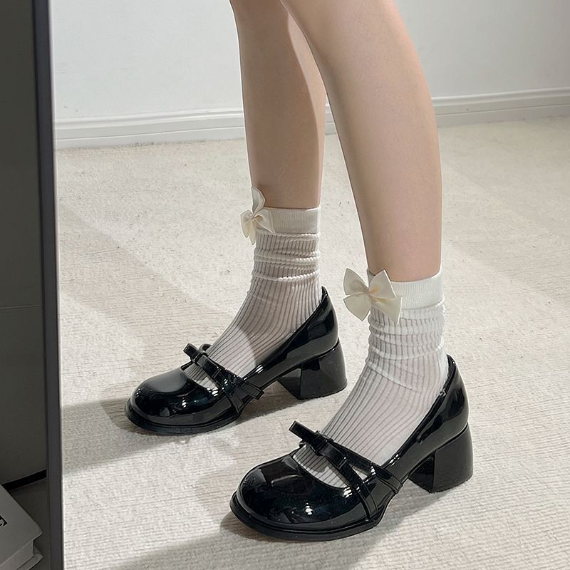 Sale Fashion Women - รองเท้าส้นสูงทรงแมรี่เจนหัวเหลี่ยม ส้นเหลี่ยม รุ่นใหม่ ปี 2026 ขายดี