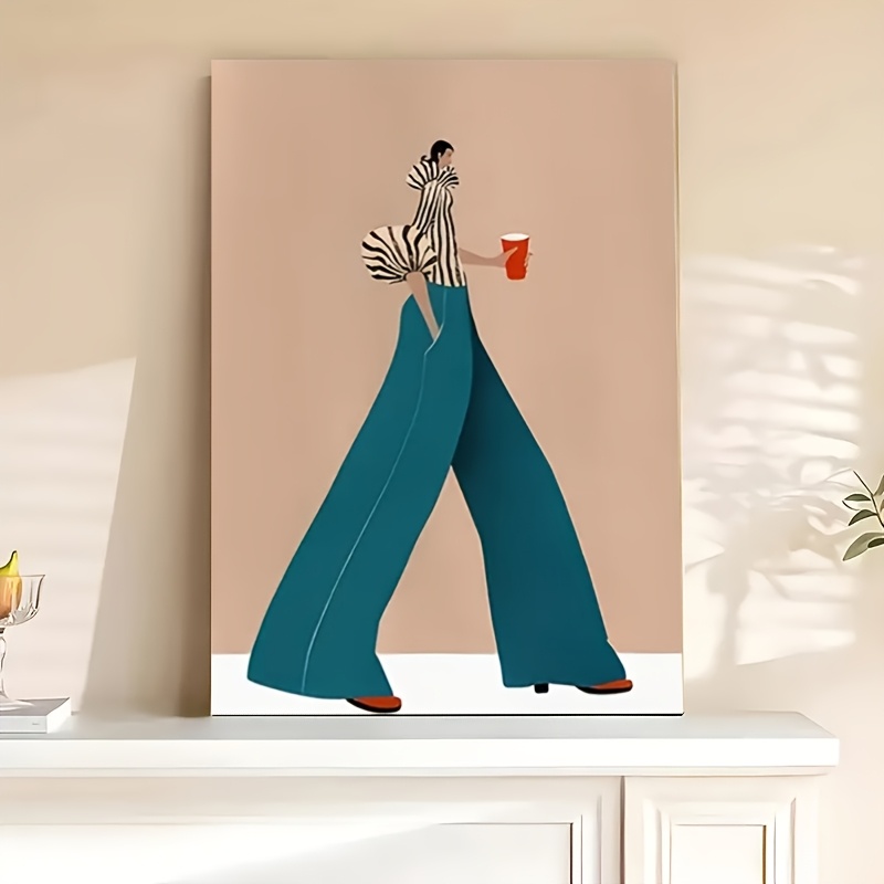 Fashion Women Picture - แฟชั่นกางเกงสีฟ้าผู้หญิงโปสเตอร์พิมพ์ Modern Surreal บทคัดย่อภาพวาดผ้าใบ Wall Art