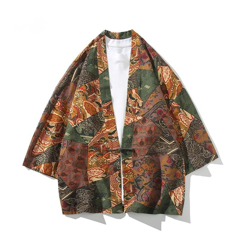 Women'S Fashion Kimono - สไตล์ชาติพันธุ์พิมพ์ Yukata ผู้ชายผู้หญิงแฟชั่นผ้าฝ้ายลินินเสื้อสเวตเตอร์ถักเสื้อผ้าเอเชีย Harajuku ญี่ปุ่นคอสเพลย์กิโมโน