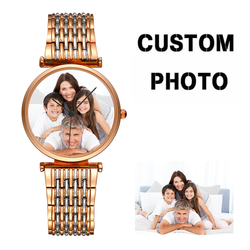 Fashion Women Watches - ผู้หญิงดูที่กําหนดเองหน้าปัดภาพภาพโลหะผสมนาฬิกาทําโลโก้ของคุณเอง