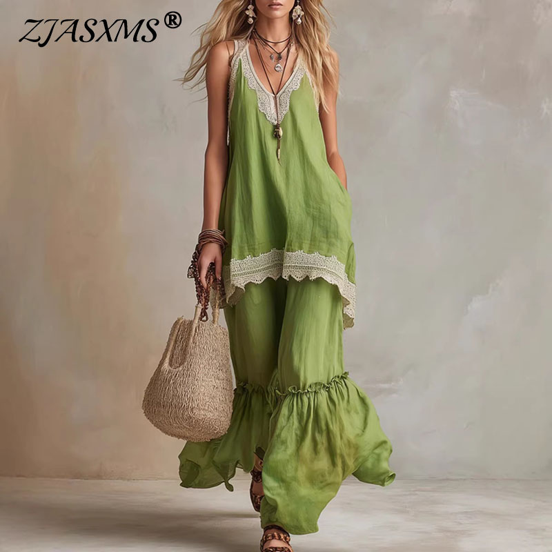 ชุดเซ็ต 2 ชิ้น แต่งลูกไม้สำหรั - Lace Trim Cami บทวิจารณ์และราคา