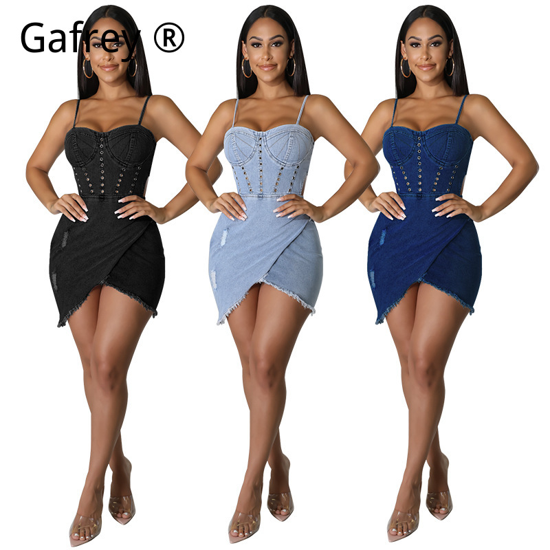 เดรสยีนส์เซ็กซี่แขนกุดสำหรับสา - Ruched Dress Mini บทวิจารณ์และราคา