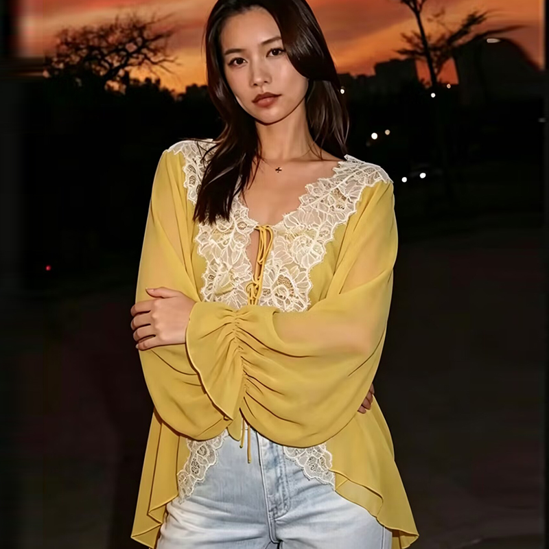 เสื้อเชิ้ตลูกไม้ผู้หญิง เสื้อเ - Women'S Young Fashion บทวิจารณ์และราคา