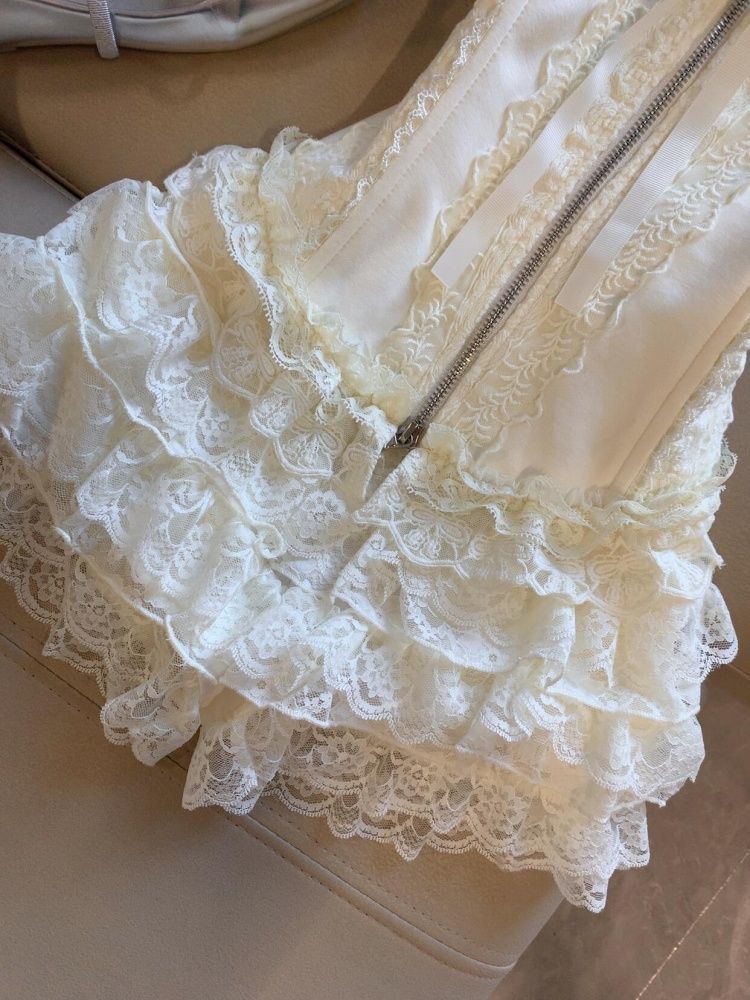 ชุดเซ็ตกระโปรงมินิทรงเค้กเอวสู - Lace Trim Cami บทวิจารณ์และราคา