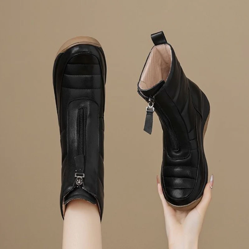 รองเท้าบูทหุ้มข้อทรงกลมกันน้ำม - Sale Fashion Women บทวิจารณ์และราคา