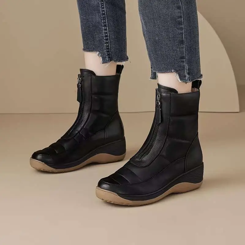 รองเท้าบูทหุ้มข้อทรงกลมกันน้ำม - Sale Fashion Women บทวิจารณ์และราคา