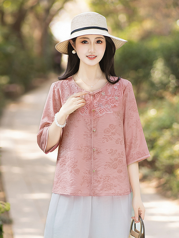 เสื้อเชิ้ตปักลายสไตล์จีนใหม่สำ - Women Fashion Over 60 บทวิจารณ์และราคา
