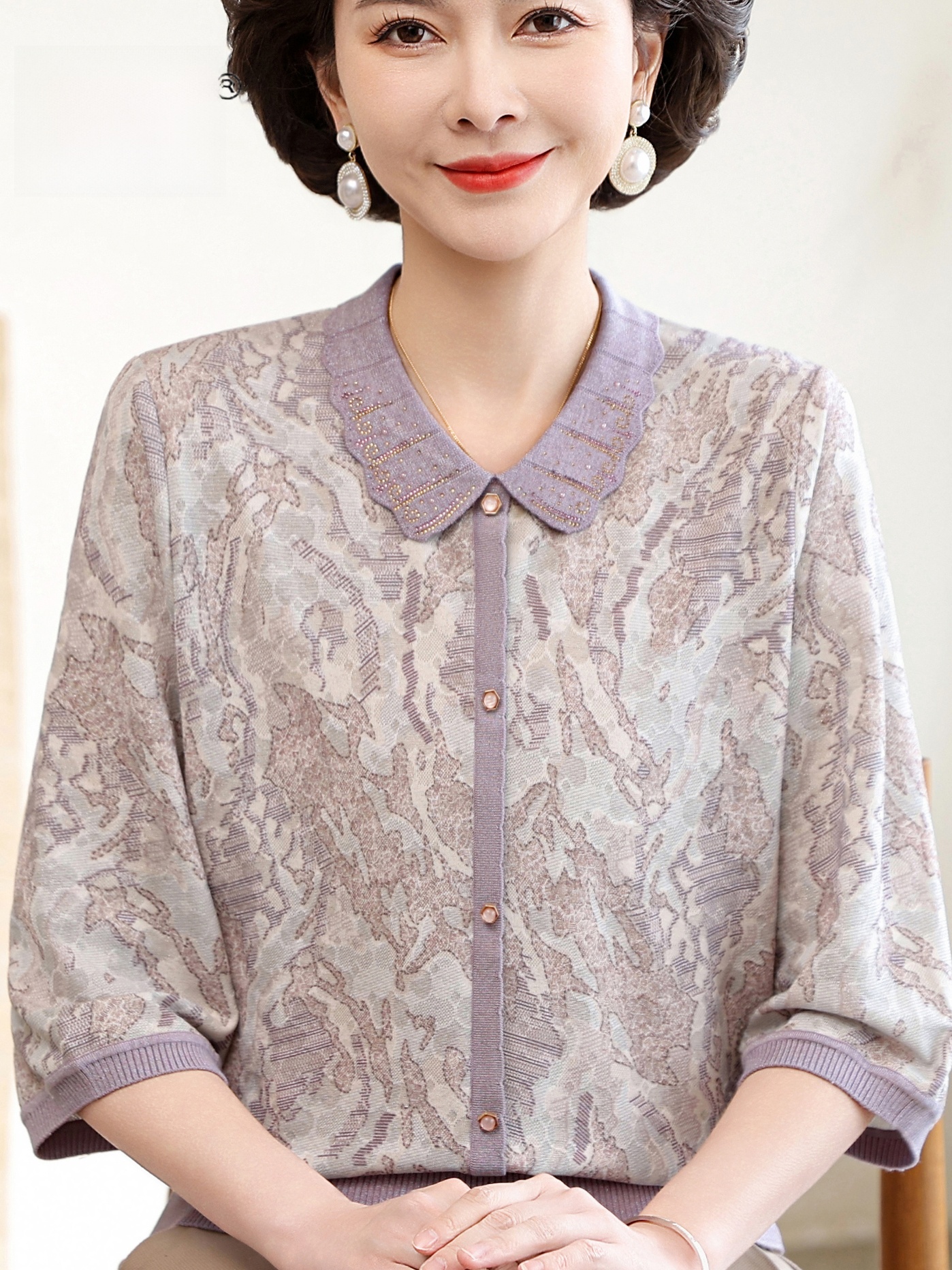 เสื้อเชิ้ตแขนสั้นพิมพ์ลายดอกไม - Women Fashion Over 60 บทวิจารณ์และราคา