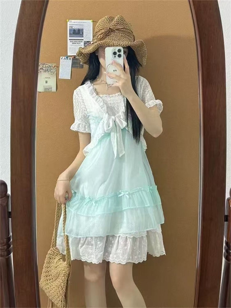 ญี่ปุ่น Kawaii หวานน่ารัก 2 ชิ - Ruched Dress Mini บทวิจารณ์และราคา