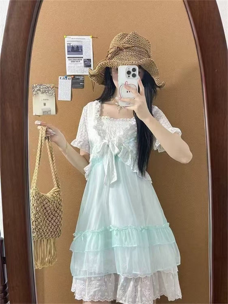 ญี่ปุ่น Kawaii หวานน่ารัก 2 ชิ - Ruched Dress Mini บทวิจารณ์และราคา