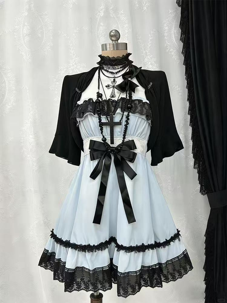 แฟชั่นโกธิคพังก์น่ารัก ชุดเซ็ต - Ruched Dress Mini บทวิจารณ์และราคา