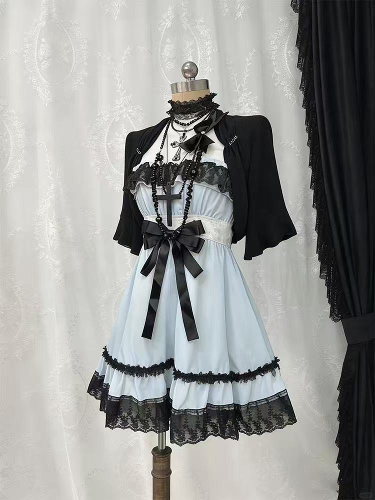 แฟชั่นโกธิคพังก์น่ารัก ชุดเซ็ต - Ruched Dress Mini บทวิจารณ์และราคา