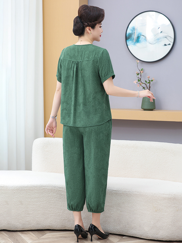 ชุดเซ็ตสองชิ้นแขนสั้นคอวีสไตล์ - Women Fashion Over 60 บทวิจารณ์และราคา