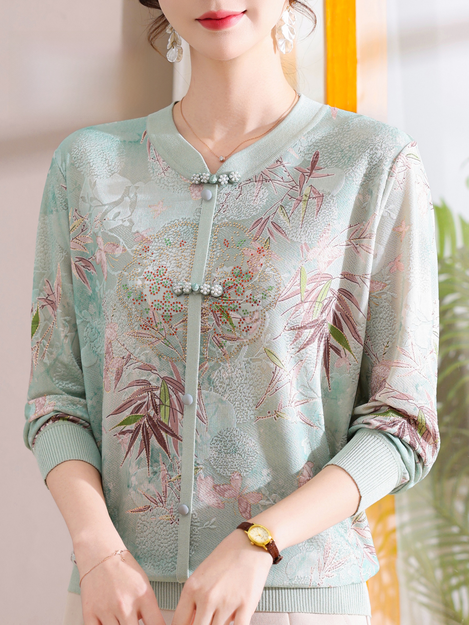 เสื้อยืดคอตั้งลายเพชรแบบถักสไต - Women Fashion Over 60 บทวิจารณ์และราคา