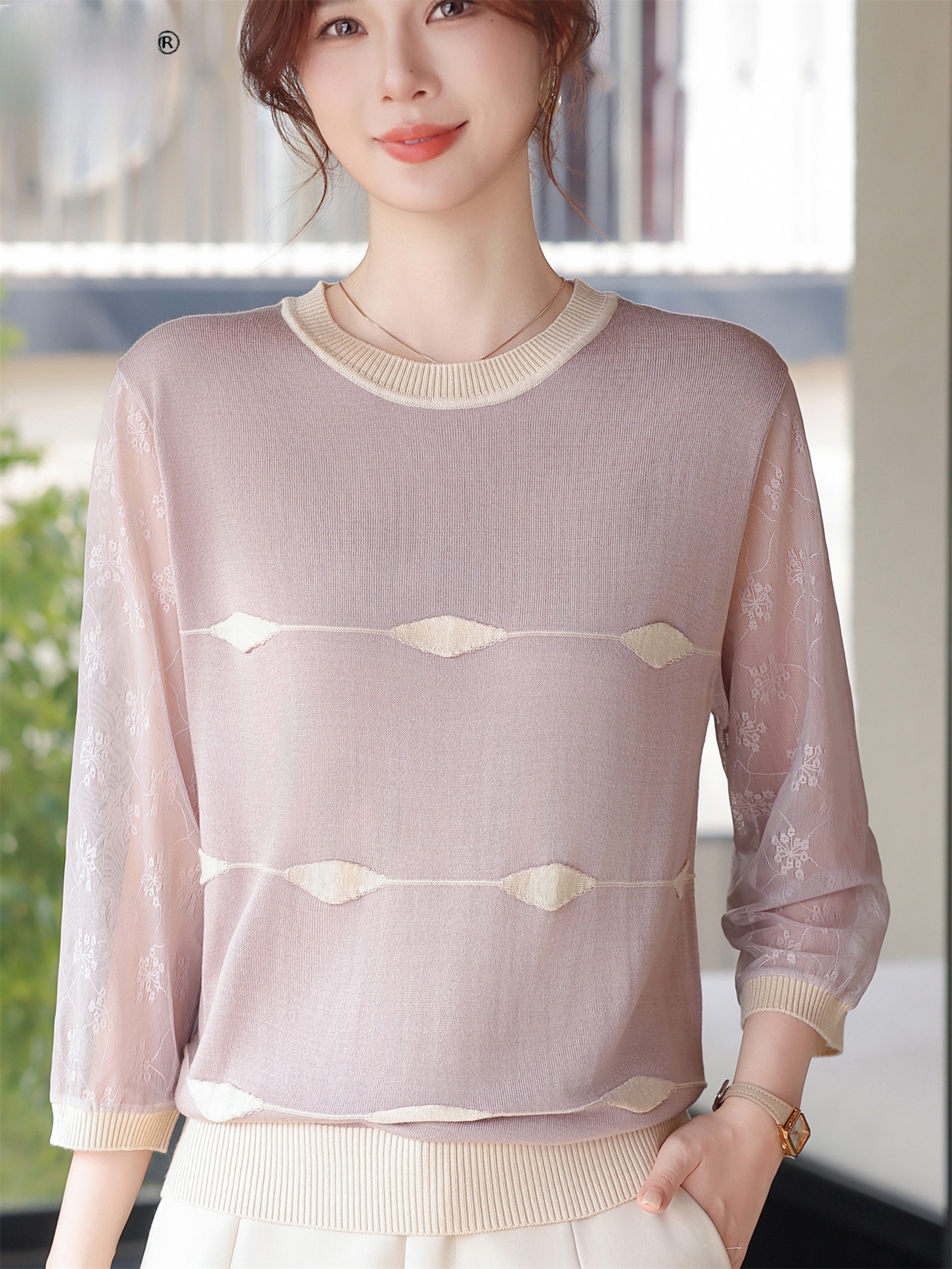 เสื้อยืดแขนกุดลายทางถักนิตติ้ง - Women Fashion Over 60 บทวิจารณ์และราคา