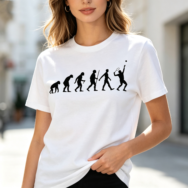 เสื้อยืดลายกราฟิกซิลลูเอทเทนนิ - Women Fashion Evolution บทวิจารณ์และราคา