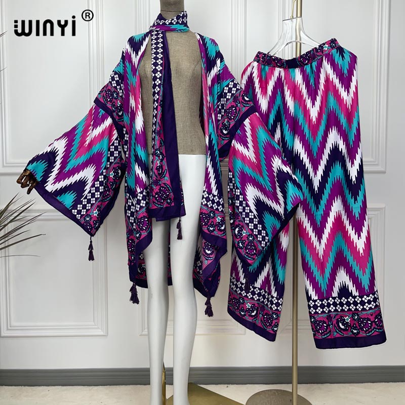 WINYI 2ชิ้นชุดกิโมโนตรงขากางเก - Women'S Fashion Kimono บทวิจารณ์และราคา