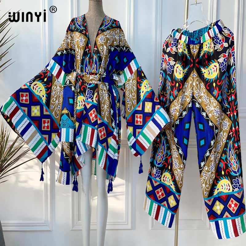 WINYI 2ชิ้นชุดกิโมโนตรงขากางเก - Women'S Fashion Kimono บทวิจารณ์และราคา
