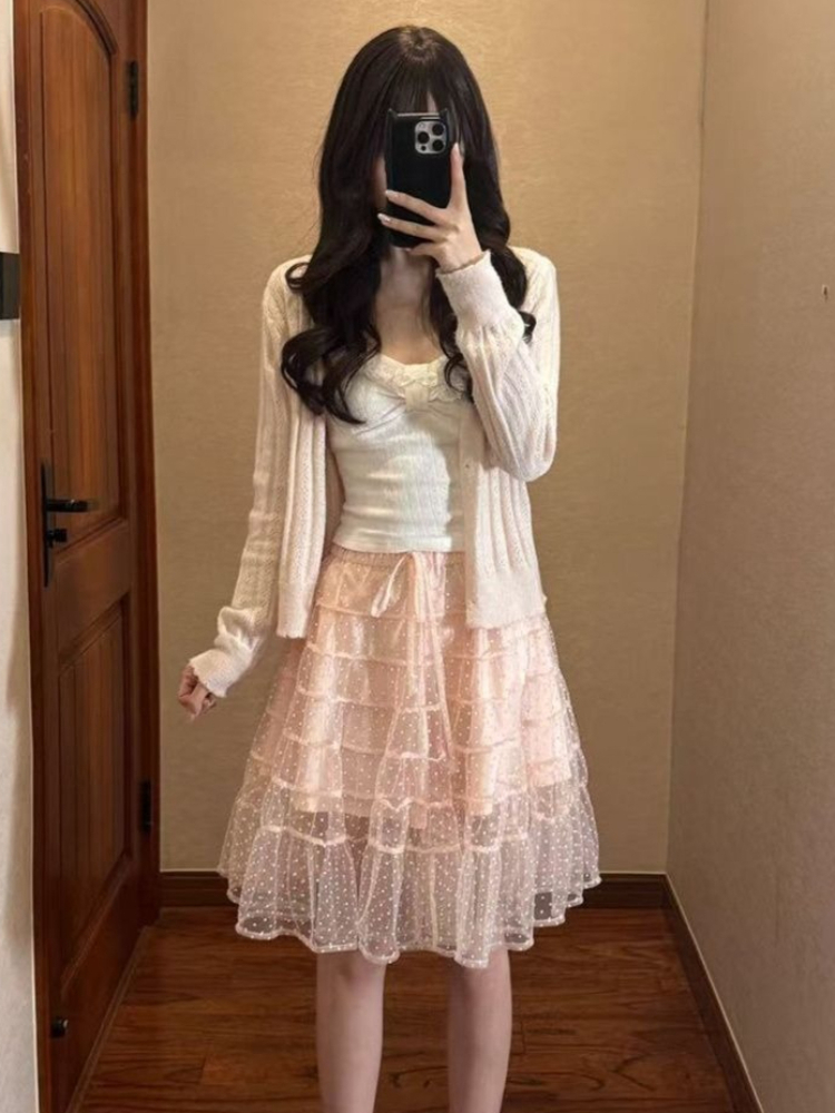 ชุดเซ็ต 3 ชิ้น เสื้อคาร์ดิแกนไ - Lace Trim Cami บทวิจารณ์และราคา