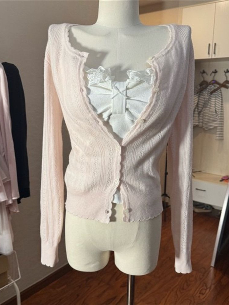 ชุดเซ็ต 3 ชิ้น เสื้อคาร์ดิแกนไ - Lace Trim Cami บทวิจารณ์และราคา