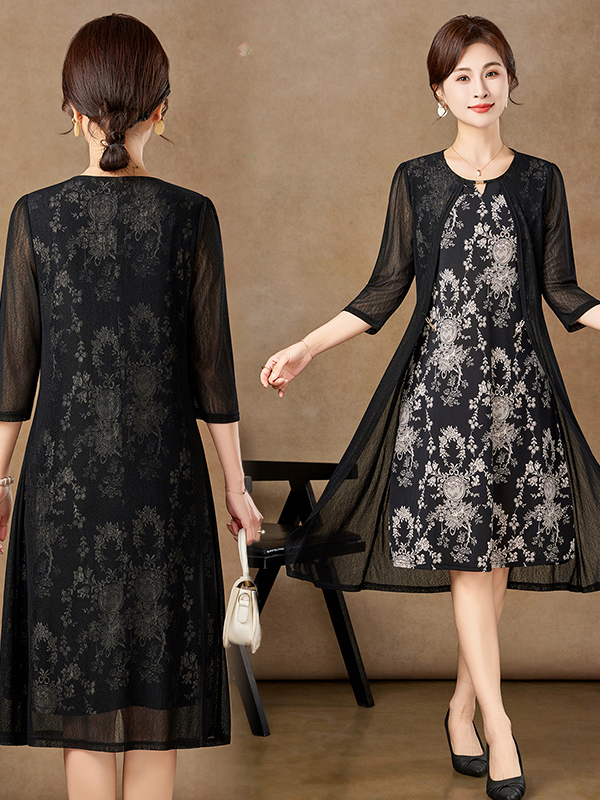 ชุดเดรสตาข่ายแขนกลางแบบหรูหราส - Women Fashion Over 60 บทวิจารณ์และราคา