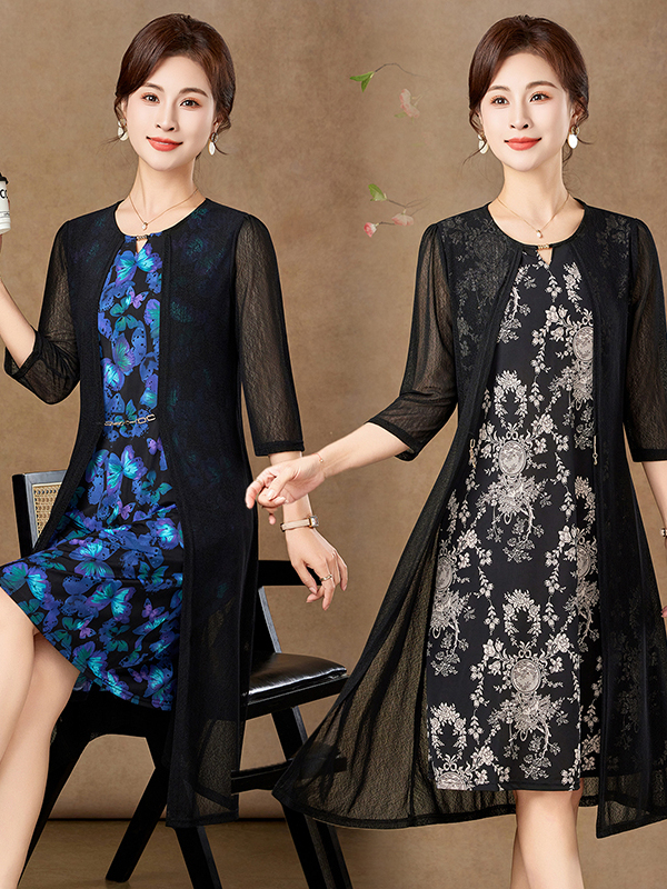 ชุดเดรสตาข่ายแขนกลางแบบหรูหราส - Women Fashion Over 60 บทวิจารณ์และราคา
