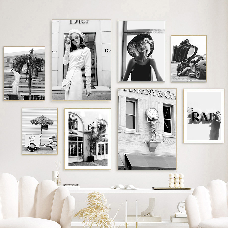 ภาพพิมพ์บนผ้าใบลายรถหรูหราสีดำ - Fashion Women Picture บทวิจารณ์และราคา