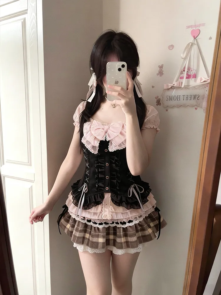 ชุดเซ็ตสามชิ้นสไตล์ญี่ปุ่นสำหร - Lace Trim Cami บทวิจารณ์และราคา